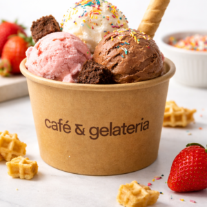 Einweg Eisbecher aus Papier – bedruckbar mit Logo