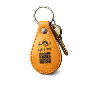 lederlook schlüsselanhänger mit qr code & logo – ihre digitale visitenkarte zum mitnehmen